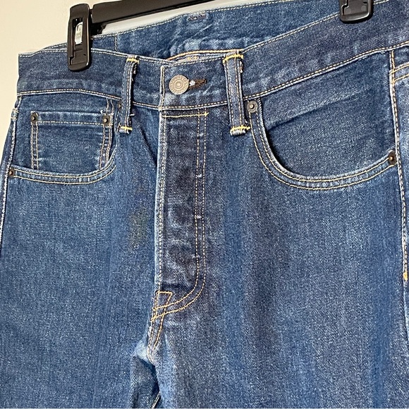 VINTAGE Levis 501 Jeans Mens 32x30 Blue Straight Leg Regular Fit Dark Wash Y2K - Picture 2 of 7